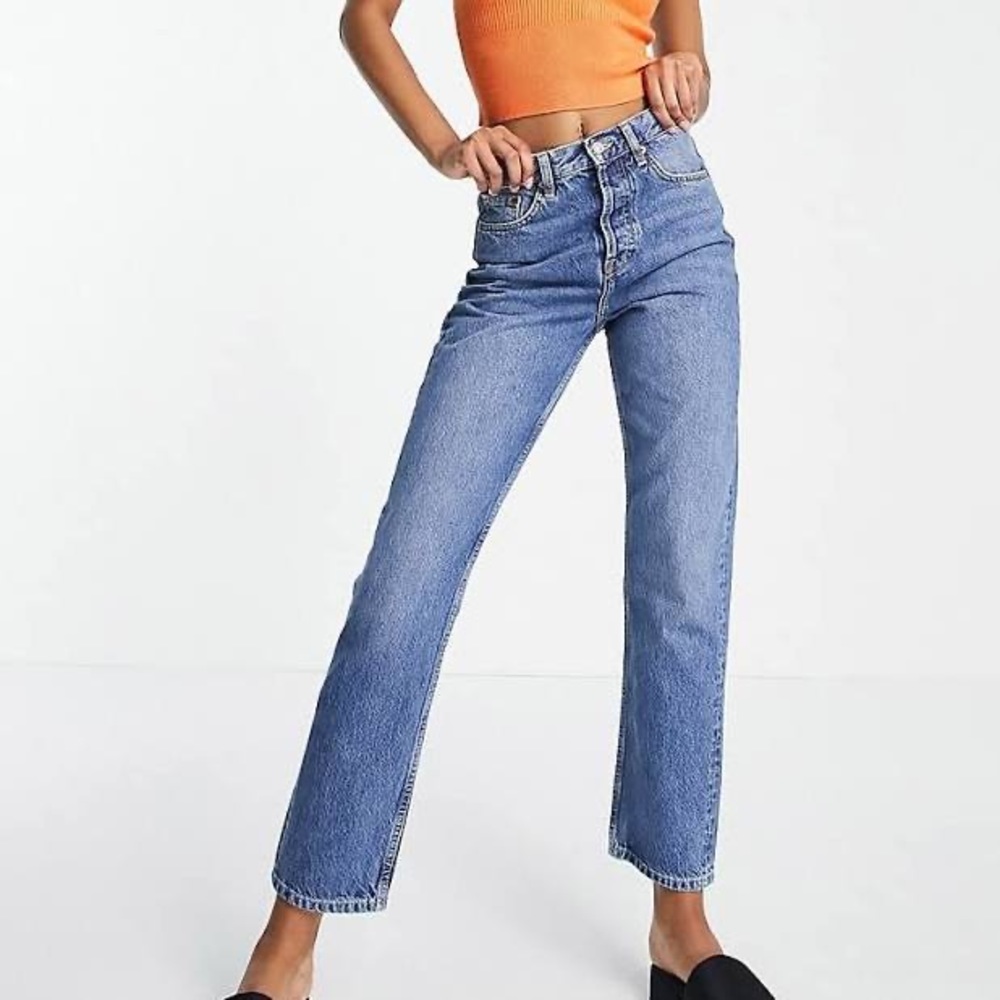 Topshop Editor Denim Jean High Rise Straight Leg Size 25